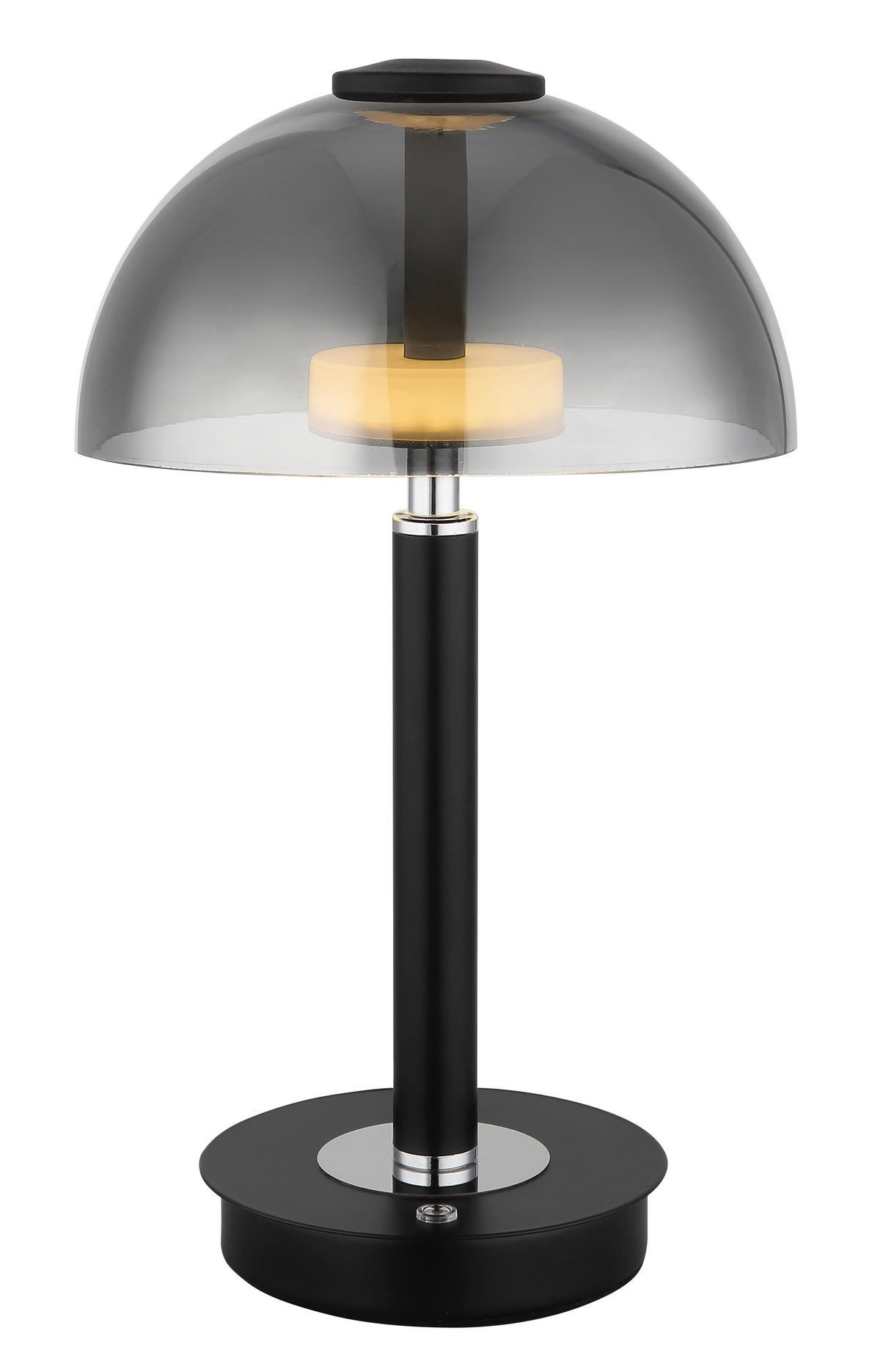 GLOBO LED-Tischleuchte mattschwarz Chrom Rauch Kunststoff Glas Metall H/D: ca. 31,5x18 cm 1 Brennstellen ULDIN - mattschwarz/Rauch (18,00/31,50cm) - GLOBO