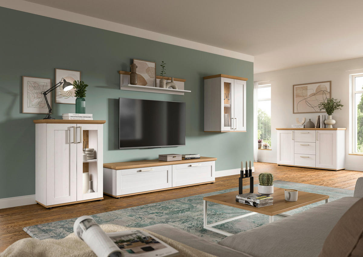 Wohnwand VERONA Lärche Nachbildung Eiche Nachbildung B/H/T: ca. 336x161x40 cm VERONA - Eiche/Lärche (336,00/161,00/40,00cm) - xonox.home