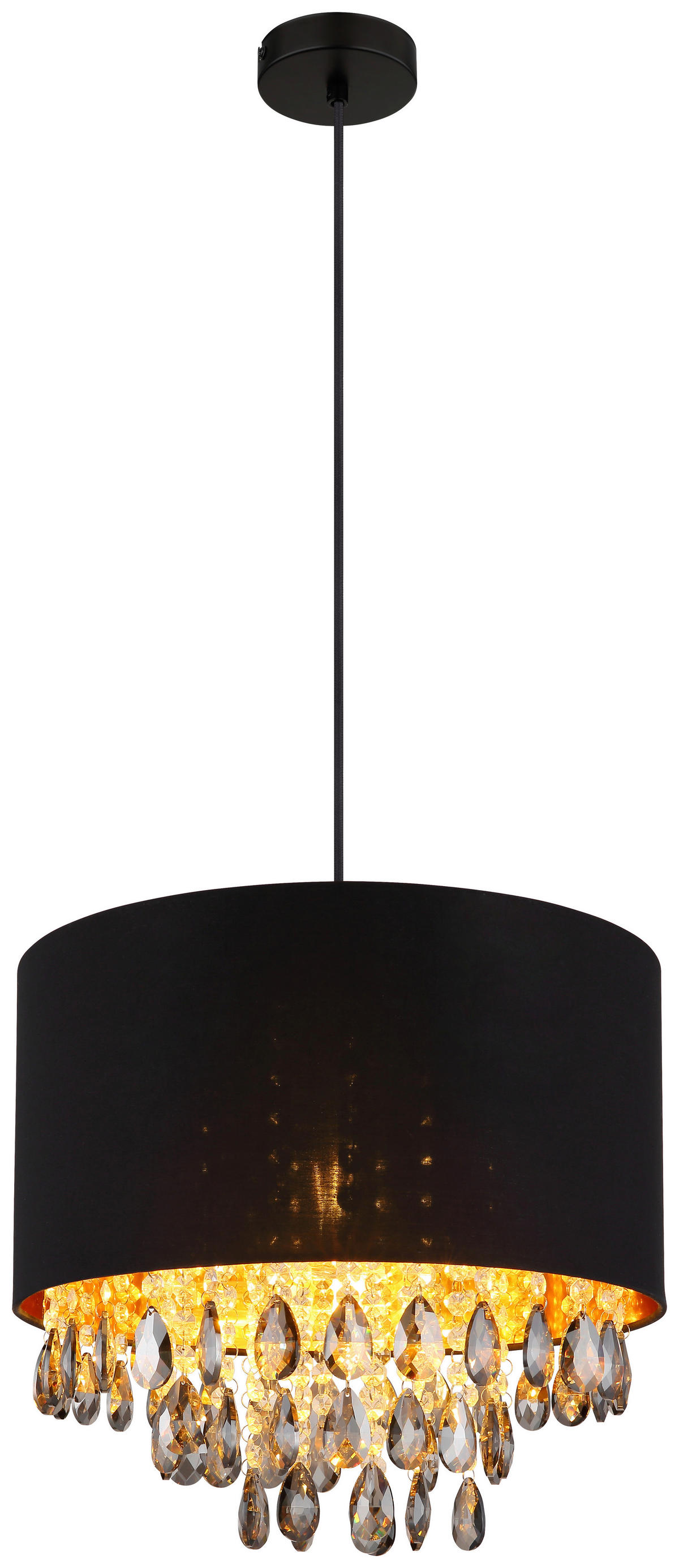GLOBO Pendelleuchte COLETTA 15776H gold schwarz mattschwarz Kunststoff Metall Textil H/D: ca. 120x40 cm E27 1 Brennstellen COLETTA - gold/schwarz (40,00/120,00cm) - GLOBO