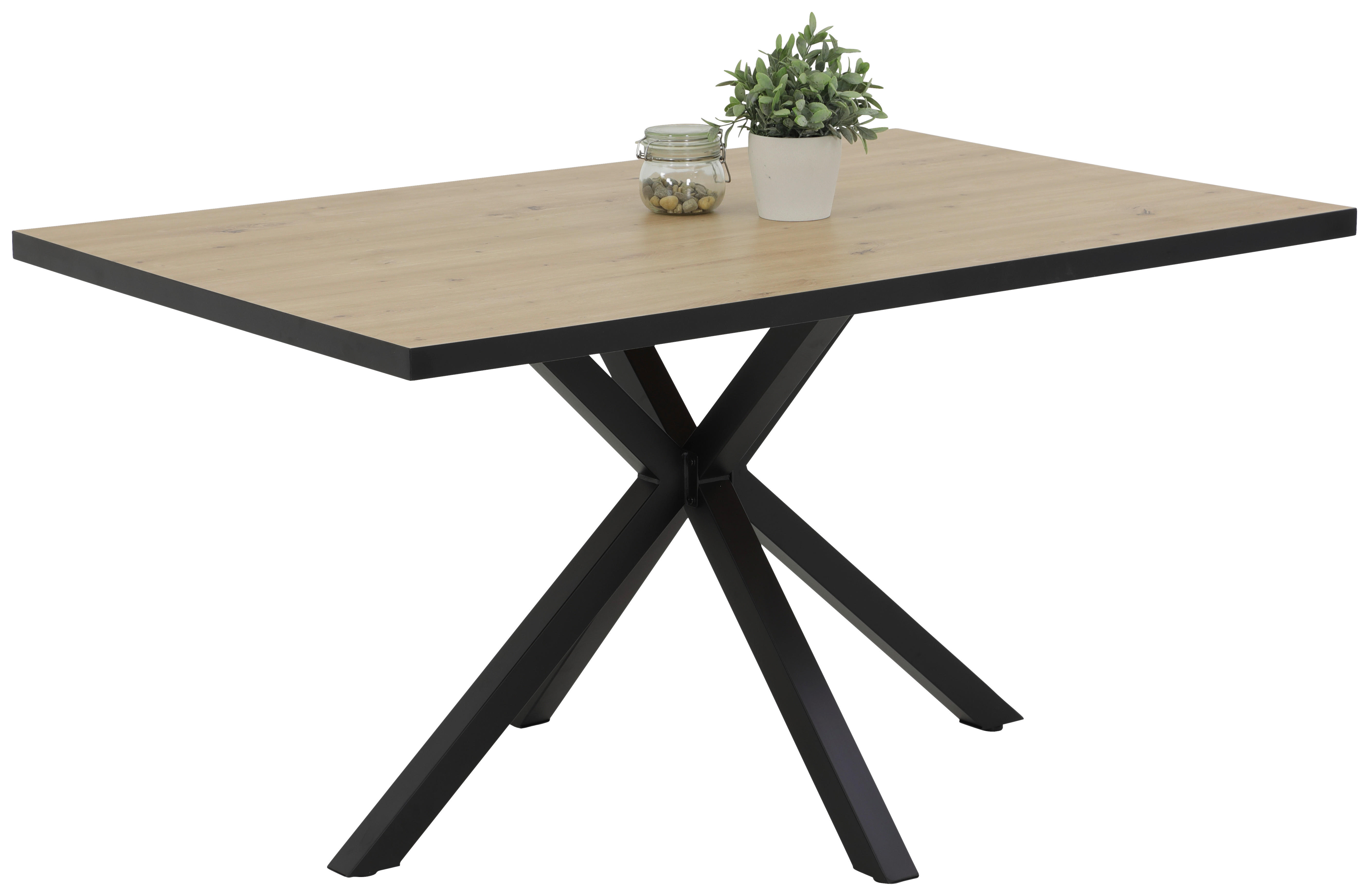 Tisch Cleo I Eiche schwarz Holzwerkstoff Metall B/H/T: ca. 140x76x90 cm Cleo I - Eiche/schwarz (140,00/76,00/90,00cm) - Hela