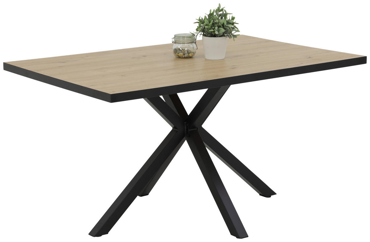 Tisch Cleo I Eiche schwarz Holzwerkstoff Metall B/H/T: ca. 140x76x90 cm Cleo I - Eiche/schwarz (140,00/76,00/90,00cm) - Hela