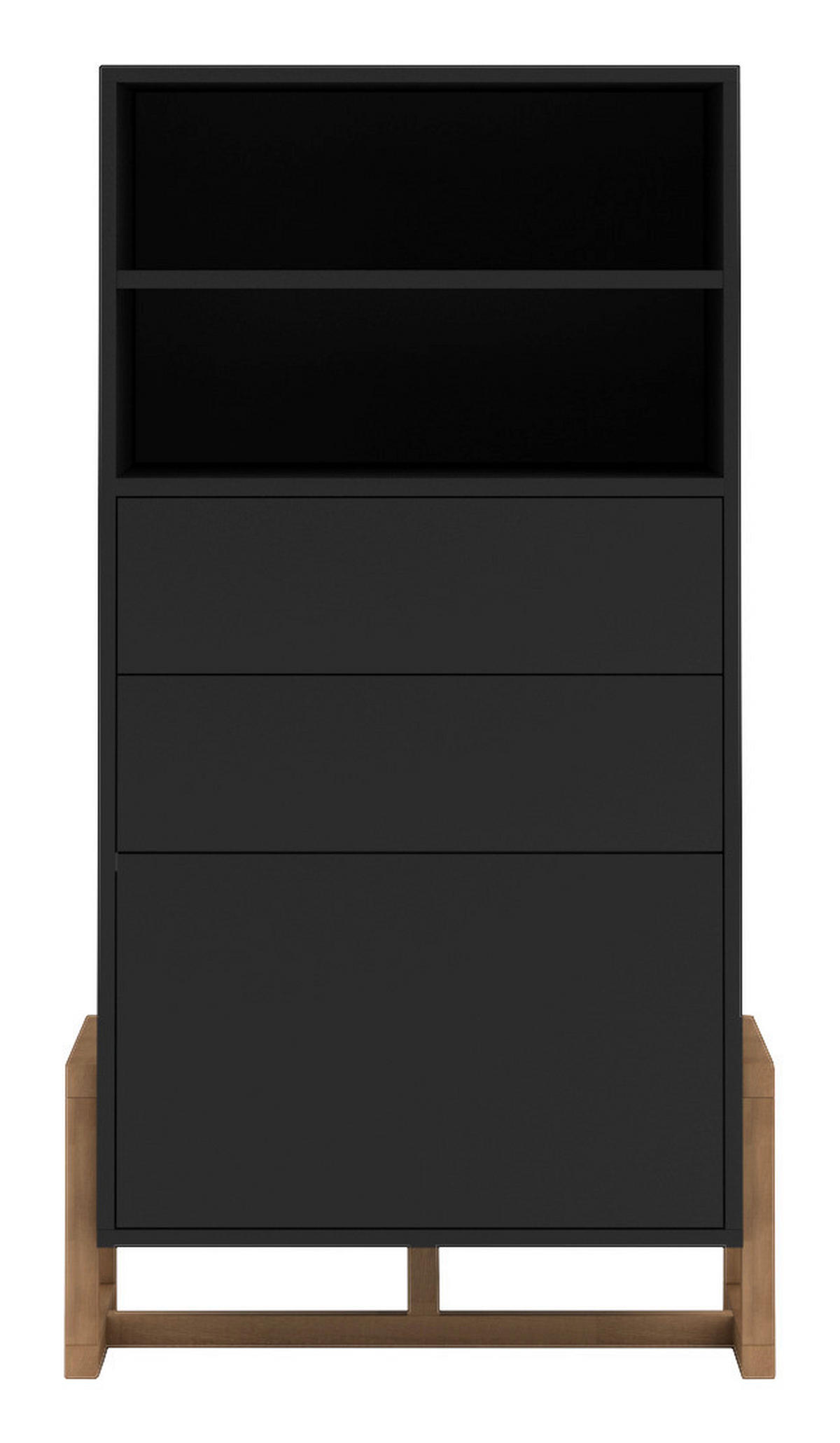 Highboard Oslo schwarz matt Eiche Nachbildung B/H/T: ca. 63,4x115,7x42 cm Oslo - Eiche/schwarz (63,40/115,70/42,00cm) - WIPMEB