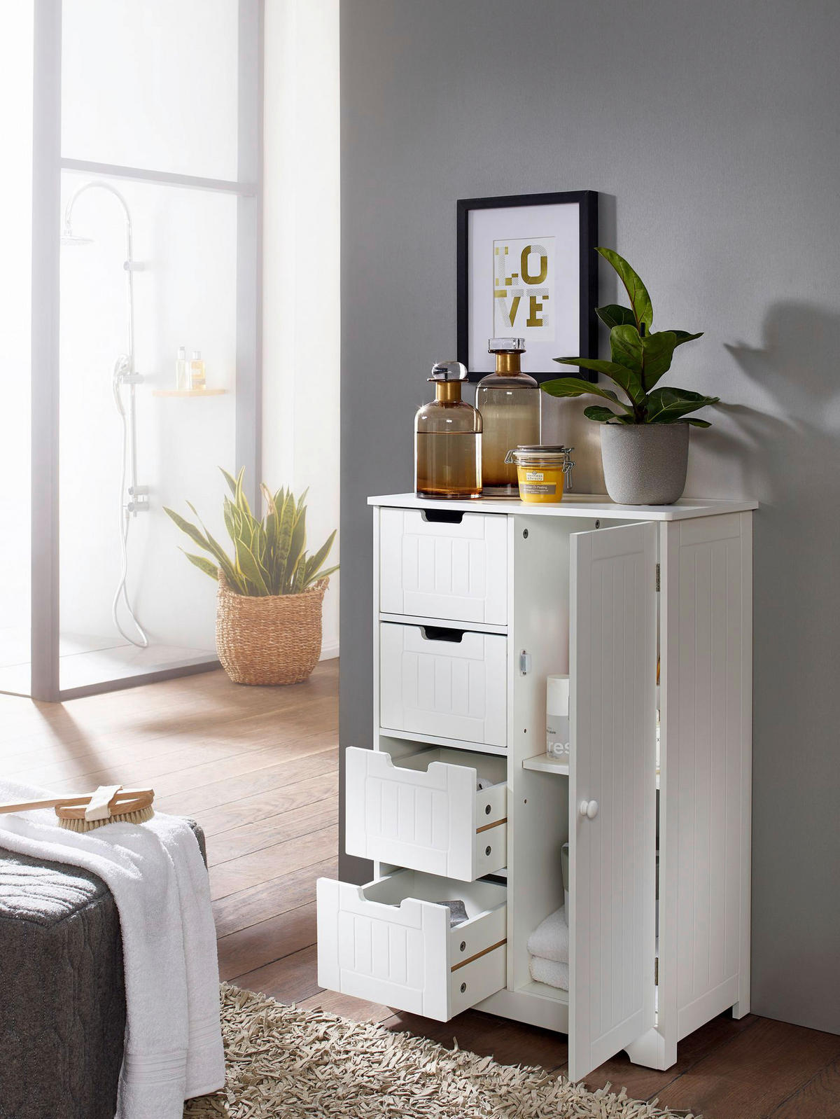 Badkommode weiß B/H/T: ca. 30x83x56 cm Badschrank PATTI - weiß (30,00/83,00/56,00cm) - Wohnling