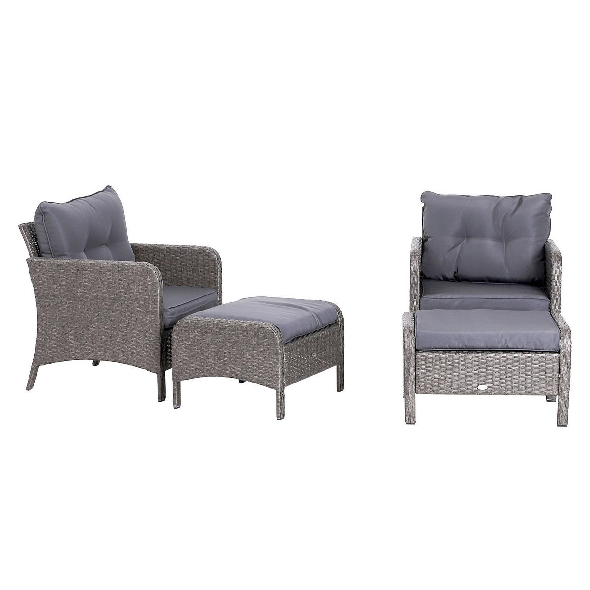 Outsunny Gartensitzgruppe dunkelgrau Polyrattan Gartengarnitur_5tlg. - dunkelgrau - Outsunny