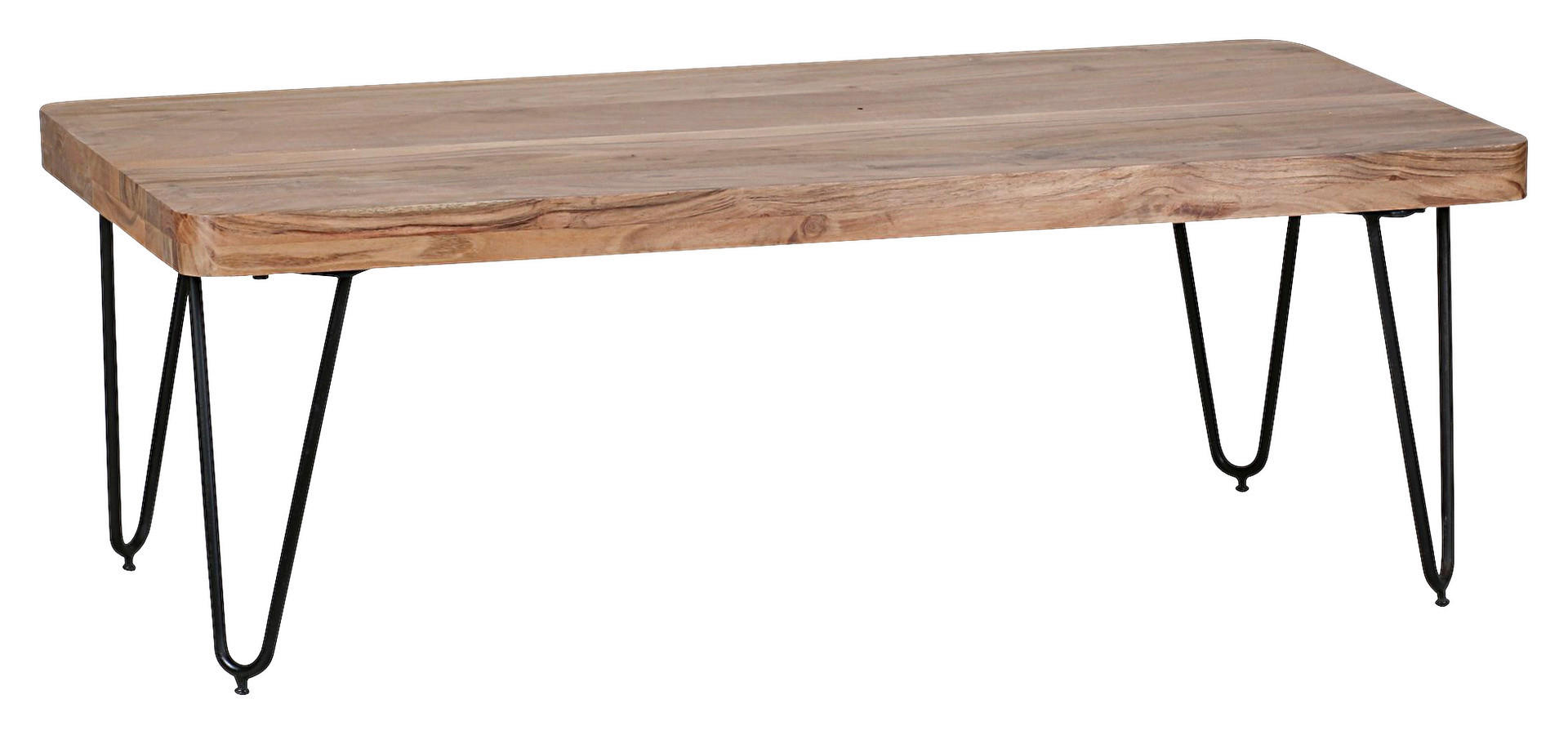 Wohnling Couchtisch natur schwarz Akazie Metall B/H/T: ca. 115x40x60 cm Couchtisch - natur/schwarz (115,00/40,00/60,00cm) - Wohnling