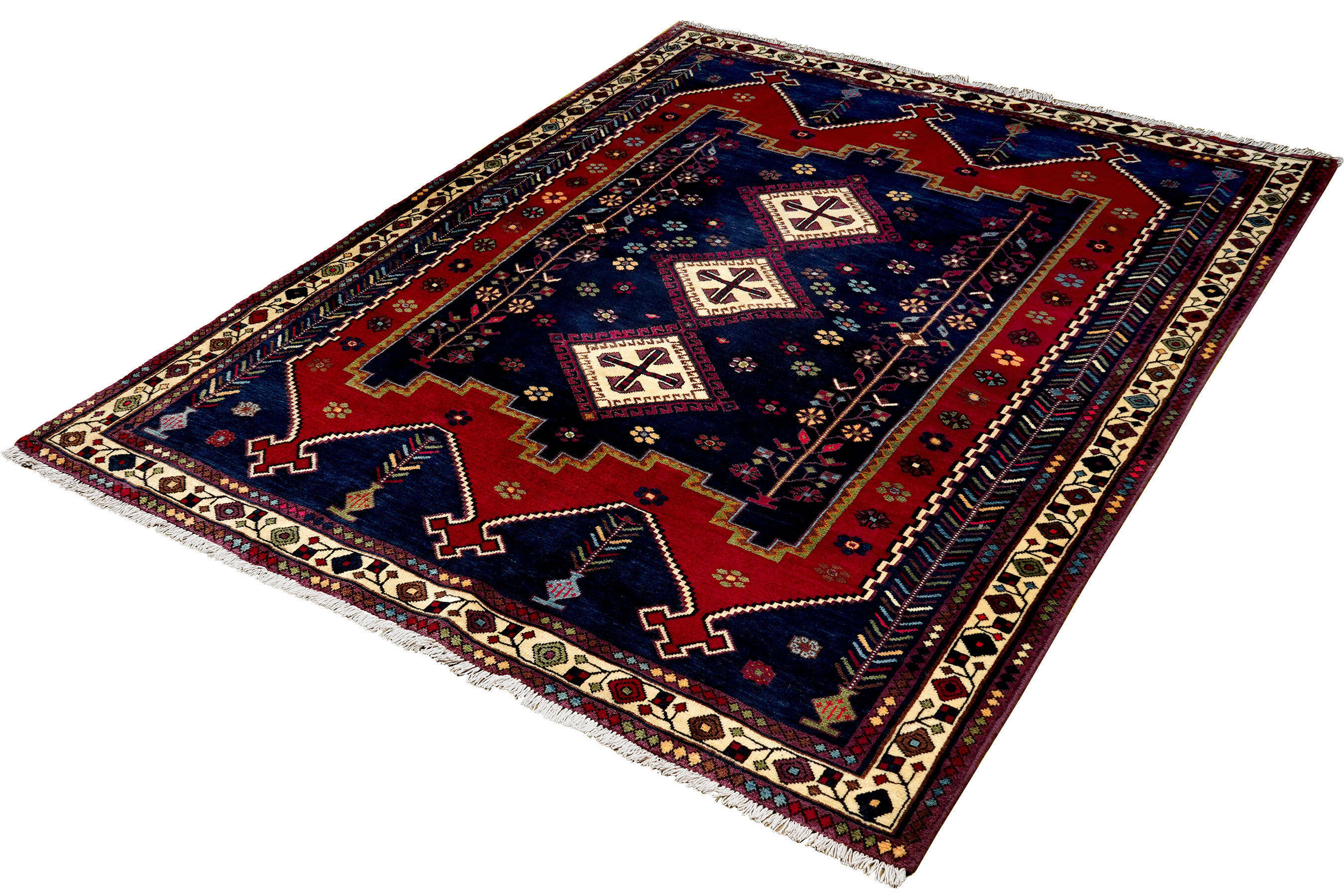 PersaTepp Teppich Afshar beige B/H/L: ca. 165x1x210 cm Afshar - blau/beige (210,00/165,00/1,00cm) - PersaTepp