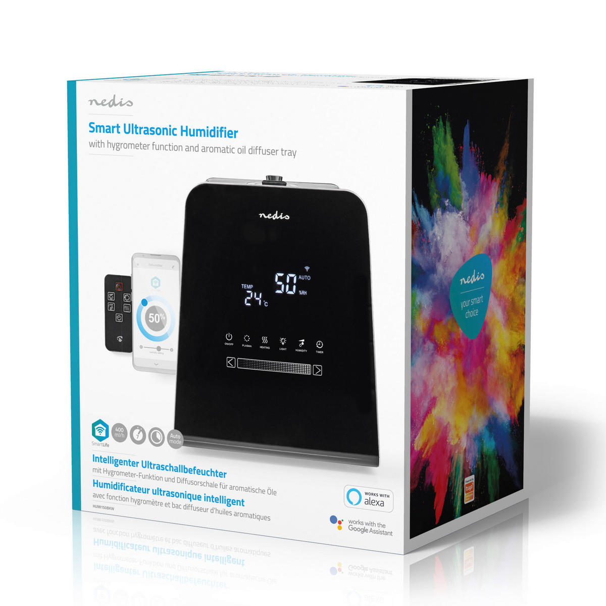 Nedis Luftbefeuchter schwarz Kunststoff B/H/L: ca. 28x31,5x19 cm Luftbefeuchter_SmartLife_Nedis - schwarz (19,00/28,00/31,50cm) - Nedis