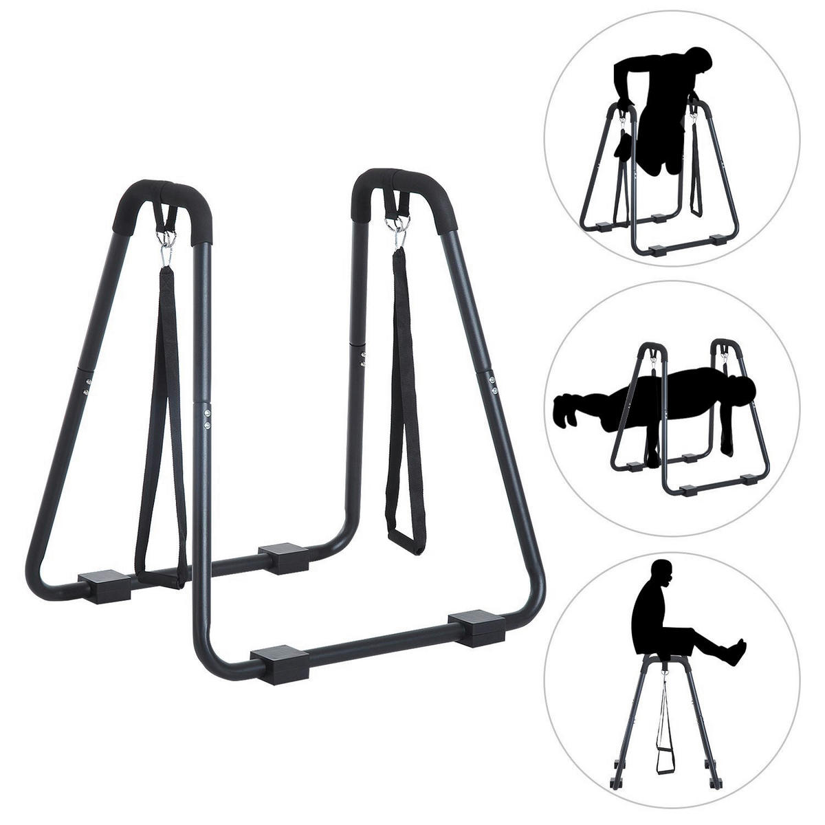 HOMCOM Dipstation schwarz Stahl B/H/L: ca. 81x96,5x90 cm Dipstation - schwarz (90,00/81,00/96,50cm) - HOMCOM