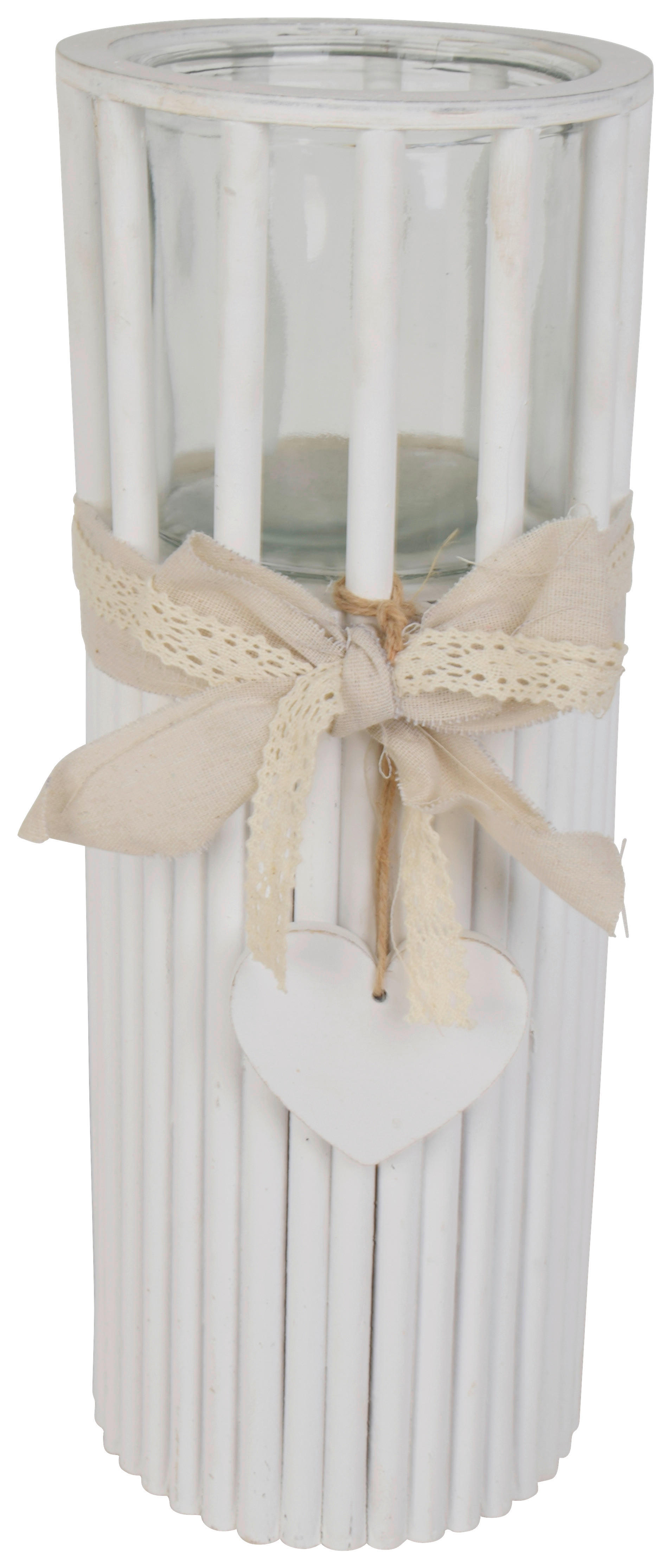 Windlicht weiß Bambus B/H/L: ca. 15x15x46 cm Windlicht_S Bambus - weiß (46,00/15,00/15,00cm)