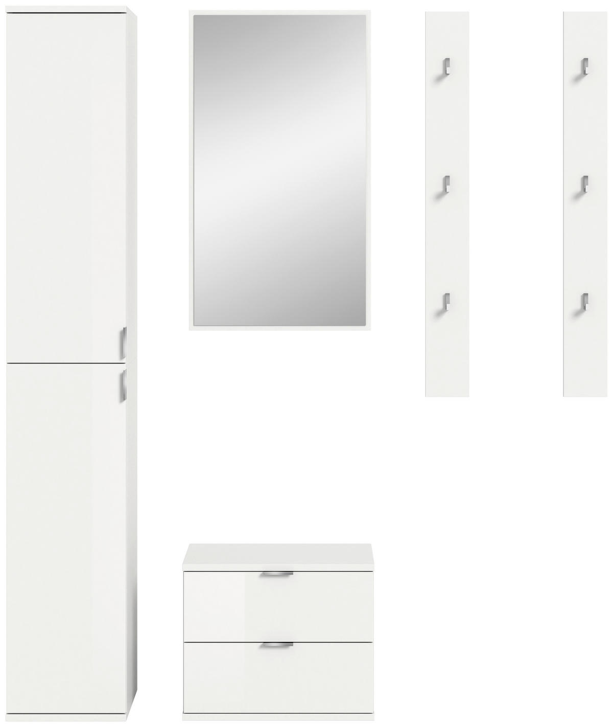 Garderobe PROJEKT X weiß weiß Hochglanz B/H/T: ca. 148x191x37 cm PROJEKT X - weiß (148,00/191,00/37,00cm) - xonox.home
