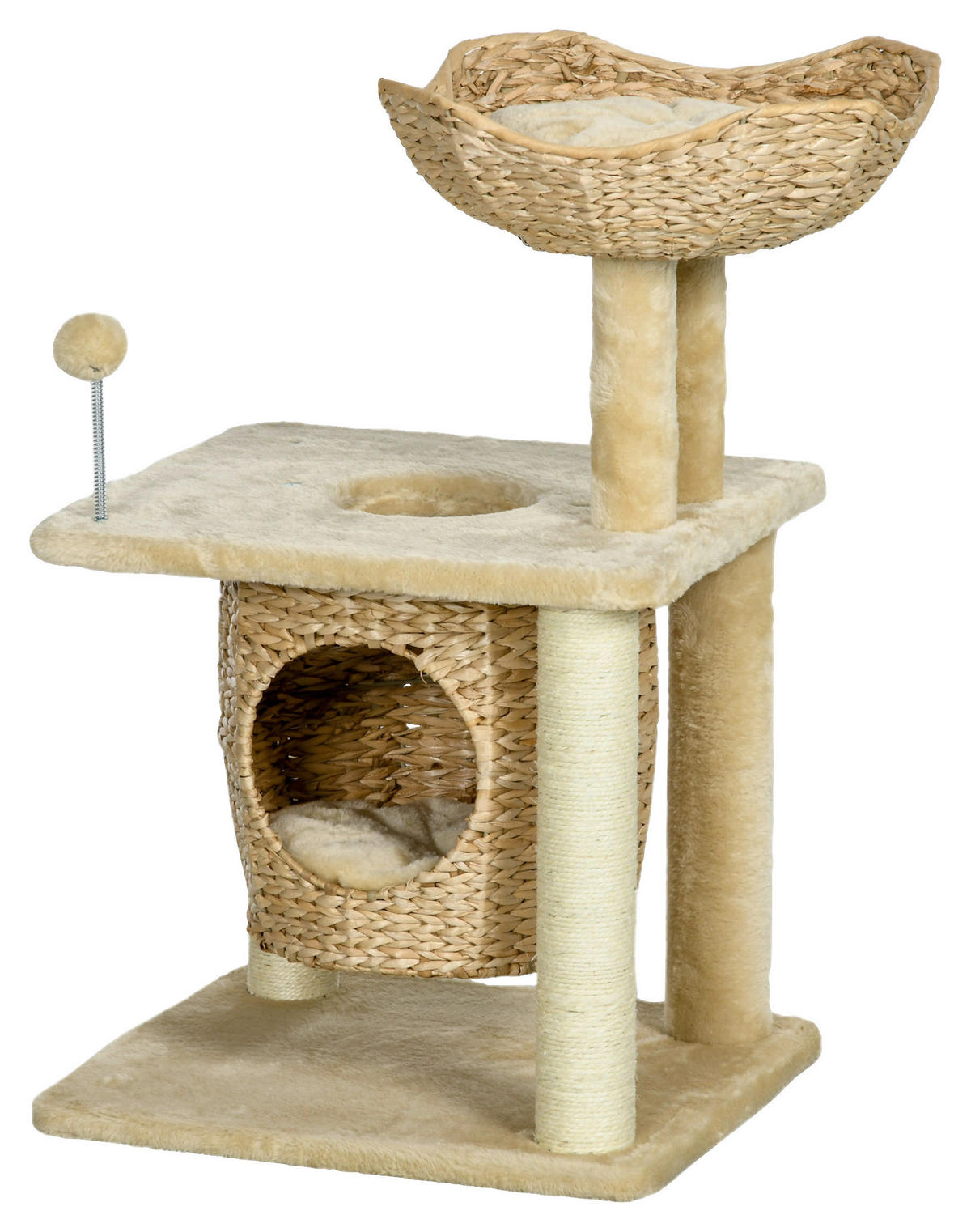 PawHut Kratzbaum beige Plüsch B/H/L: ca. 40x74x45 cm Kratzbaum - beige (45,00/40,00/74,00cm) - PawHut