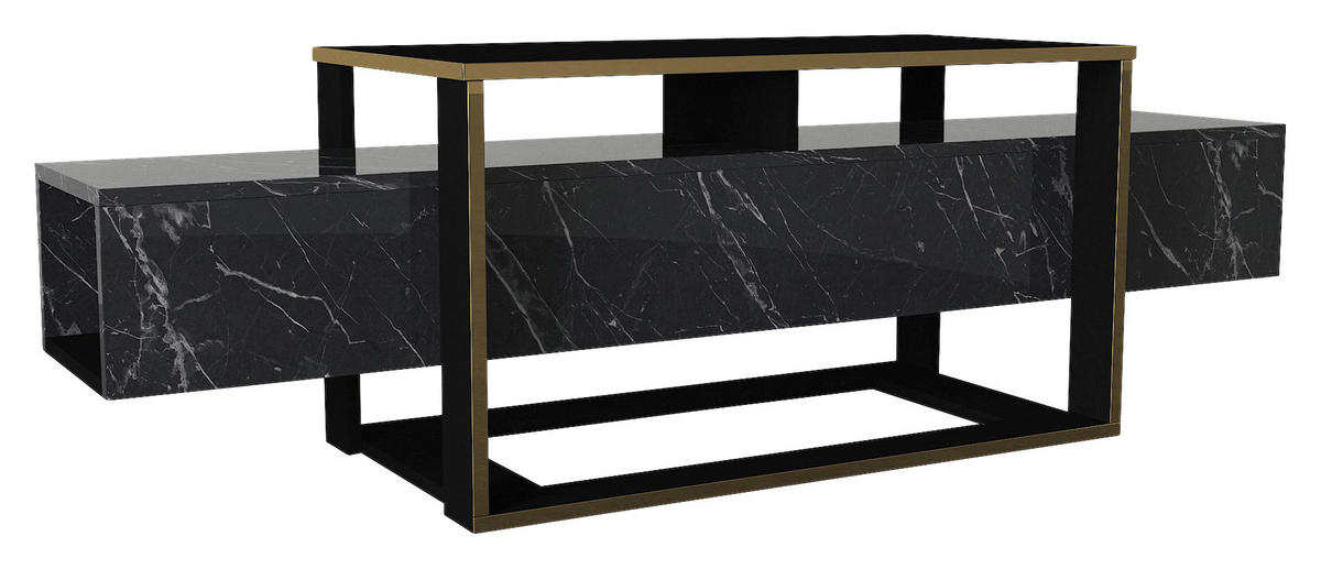 TV-Lowboard Bianco Marmoroptik B/H/T: ca. 160x49,8x46,1 cm Bianco - Marmoroptik (160,00/49,80/46,10cm) - moebel17