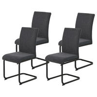 Stuhl 4er Set LINN anthrazit schwarz Webstoff Metall B/H/T: ca. 43x92x52 cm 4er Set LINN - schwarz/anthrazit (43,00/92,00/52,00cm) - Hela
