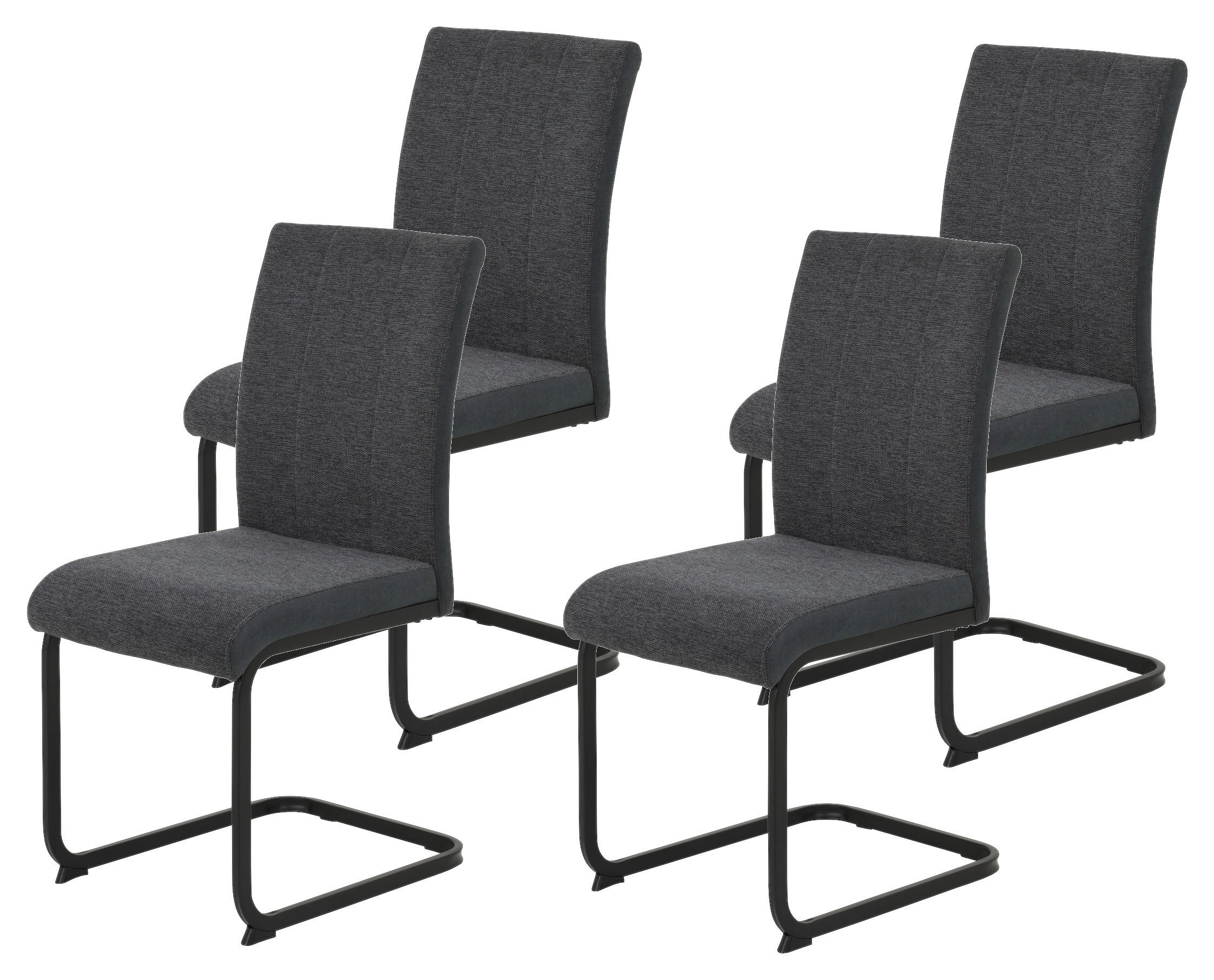 Stuhl 4er Set LINN anthrazit schwarz Webstoff Metall B/H/T: ca. 43x92x52 cm