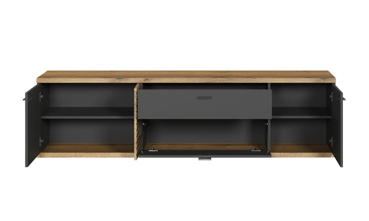 Lowboard Norris anthrazit Eiche Evoke Coast Nachbildung B/H/T: ca. 202x55x42 cm Norris - Eiche/anthrazit (202,00/55,00/42,00cm)