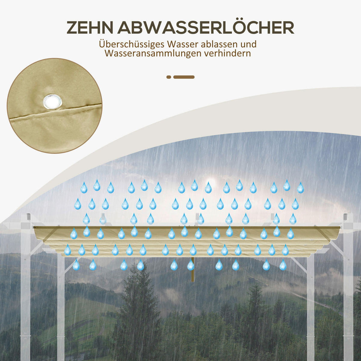 Outsunny Ersatzdach beige Polyester B/H/L: ca. 260x6x350 cm Ersatzdach - beige (350,00/260,00/6,00cm) - Outsunny