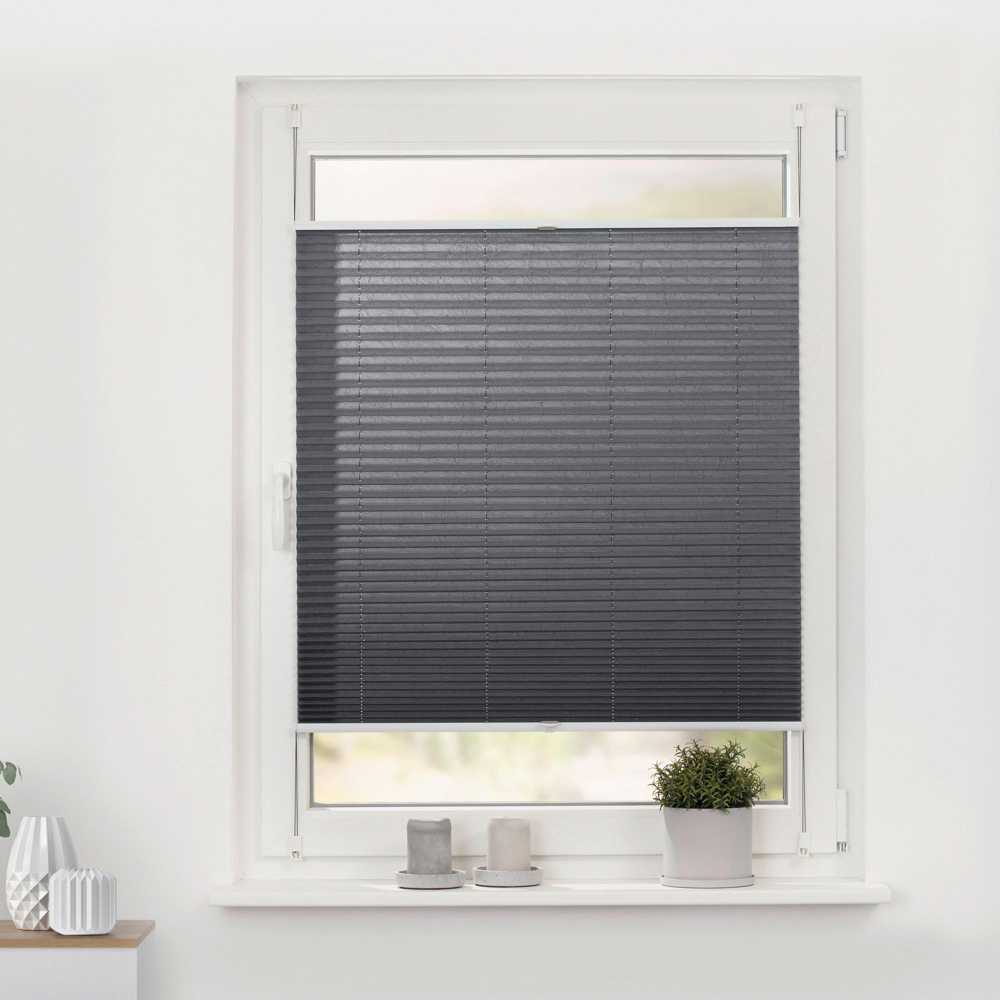 Spannplissee grau B/L: ca. 45x130 cm Plissee_Klemmfix - grau (45,00/130,00cm) - LICHTBLICK