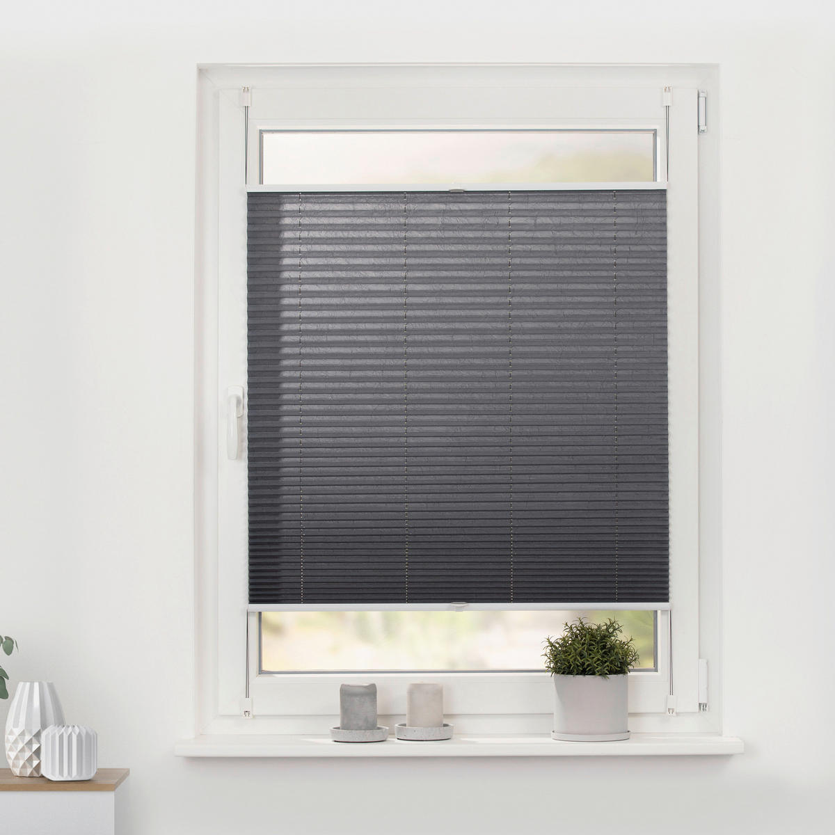 Spannplissee grau B/L: ca. 45x130 cm Plissee_Klemmfix - grau (45,00/130,00cm) - LICHTBLICK