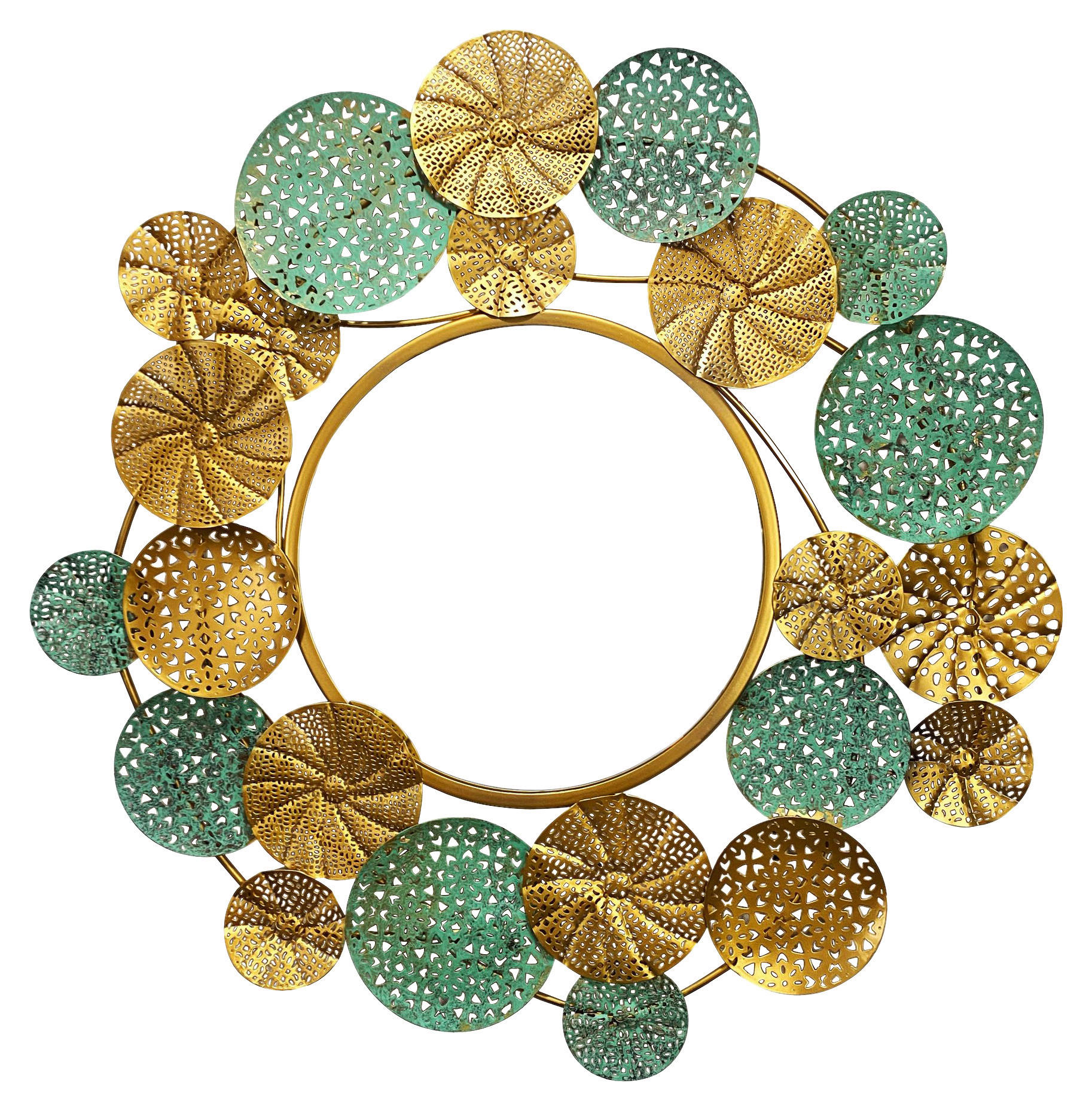 Wandspiegel gold grün Metall B/H/T: ca. 80x77x2,5 cm Wandspiegel - gold/grün (80,00/77,00/2,50cm) - Wohnling