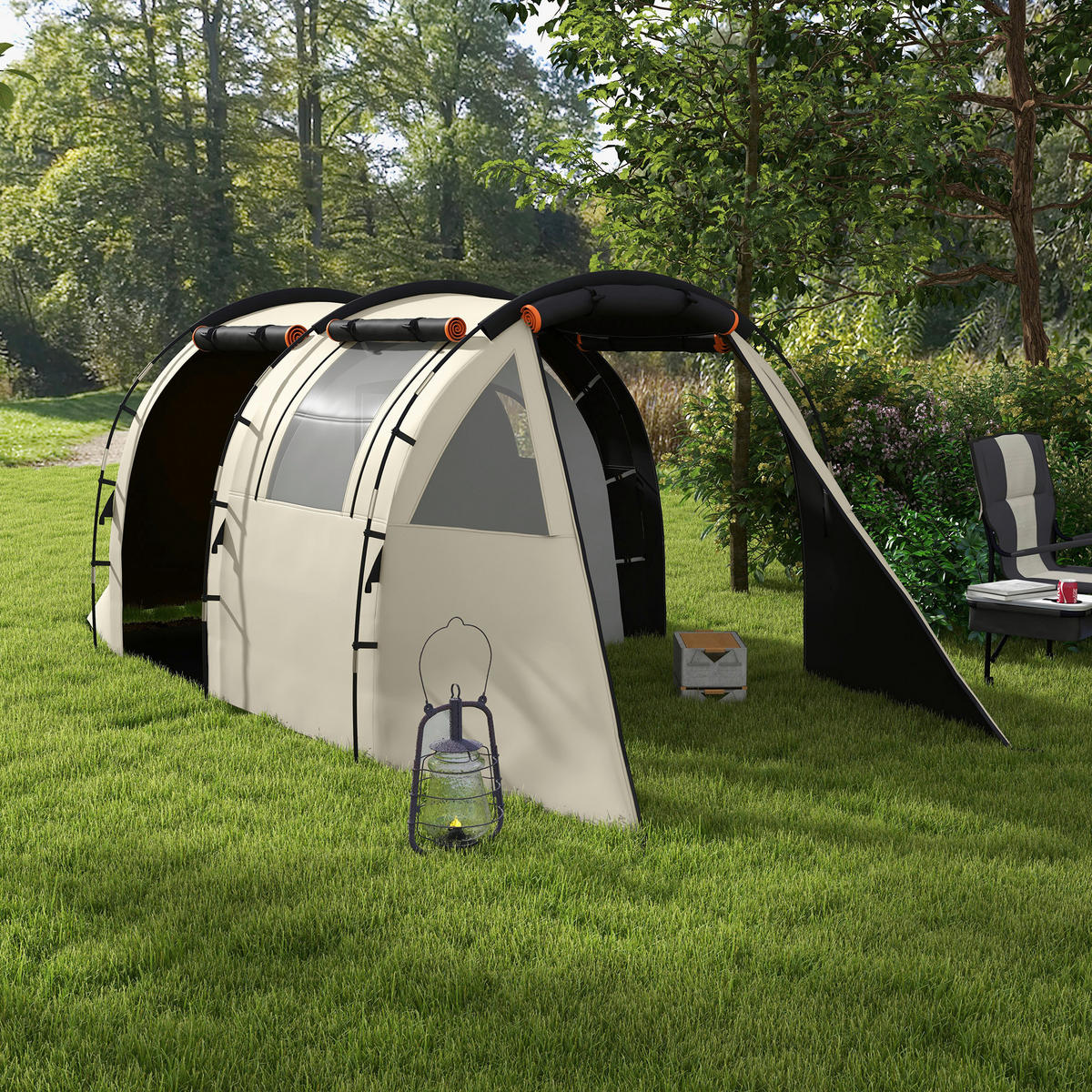 Outsunny Campingzelt B/H/L: ca. 230x180x460 cm Campingzelt - khaki (460,00/230,00/180,00cm) - Outsunny