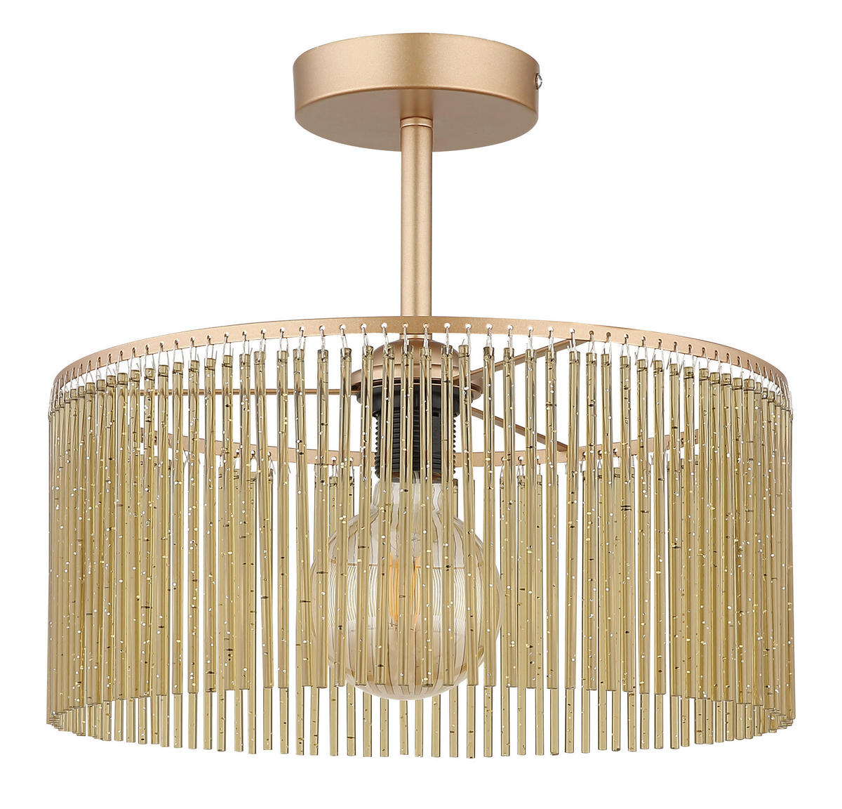 GLOBO Deckenleuchte LEEDS 63080145 amber gold schwarz Metall Kunststoff H/D: ca. 32x35 cm E27 1 Brennstellen LEEDS - gold/schwarz (35,00/32,00cm) - GLOBO