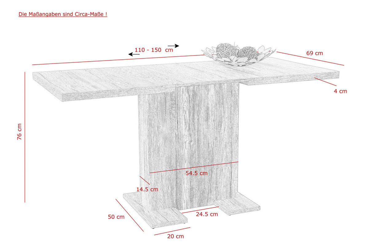Esstisch Britt Beton weiß B/H/T: ca. 150x76x69 cm Britt - Beton/weiß (150,00/76,00/69,00cm) - Hela