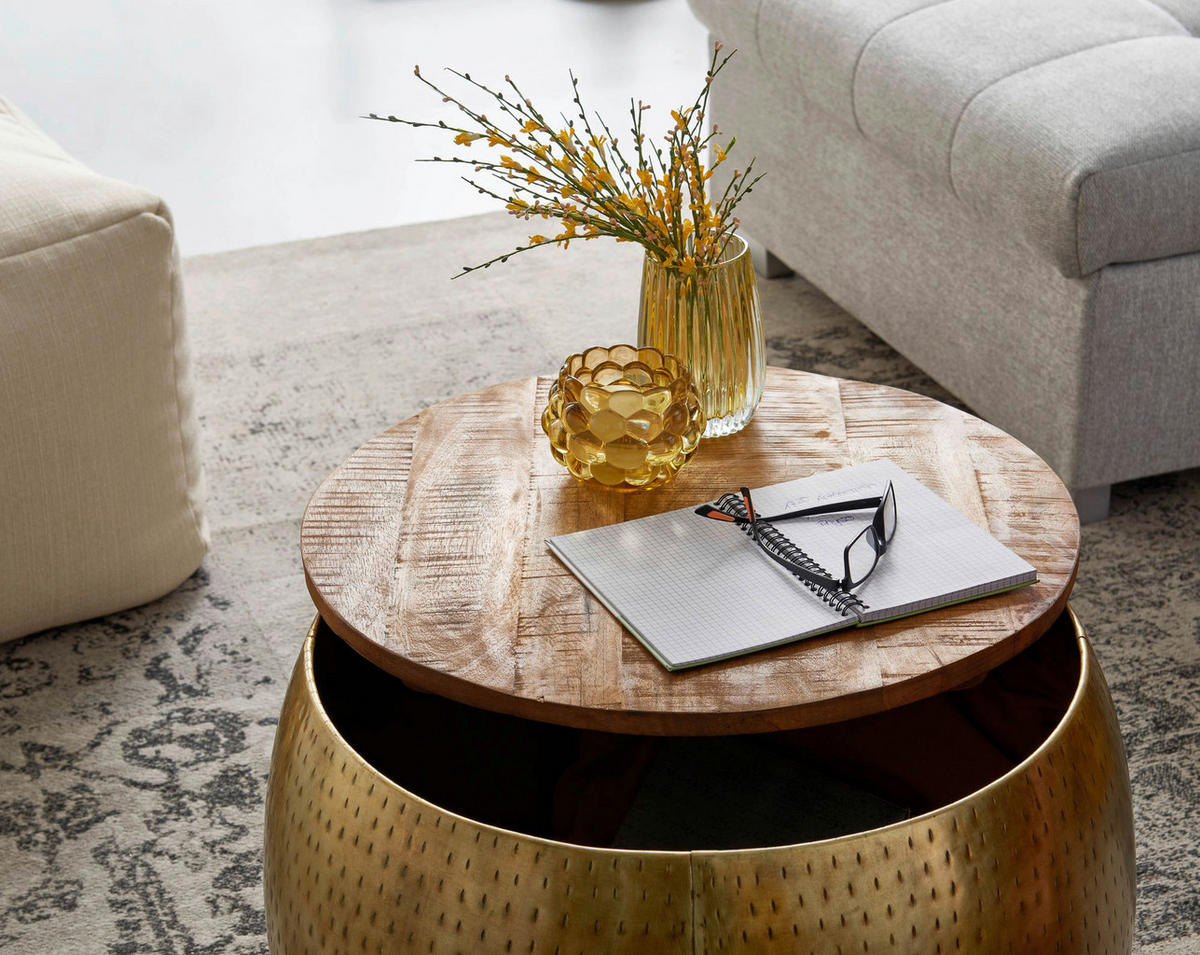 Couchtisch gold braun B/H/T: ca. 60x40x60 cm Couchtisch - braun/gold (60,00/40,00/60,00cm) - Wohnling