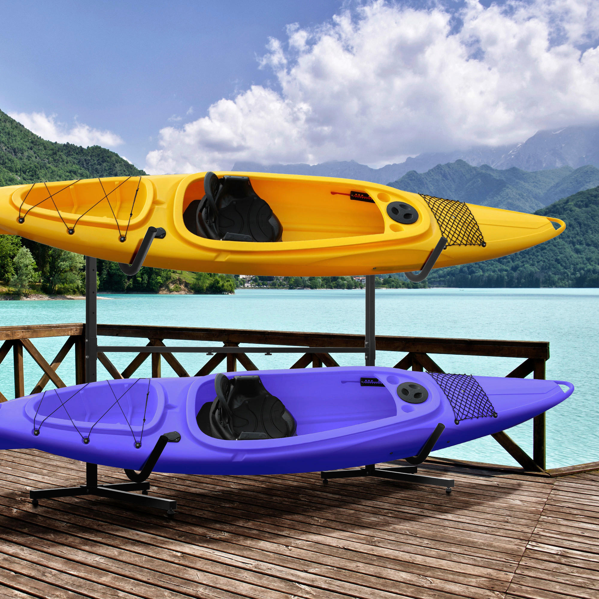 SPORTNOW Outdoor-Aktivitäten schwarz Edelstahl B/H/L: ca. 72,5x240x157 cm Kajak_Gestell - schwarz (157,00/72,50/240,00cm) - SPORTNOW