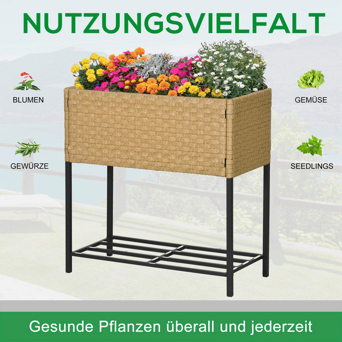 Outsunny Hochbeet sand Metall B/H/L: ca. 30x70x70 cm Hochbeet - sand (70,00/30,00/70,00cm) - Outsunny