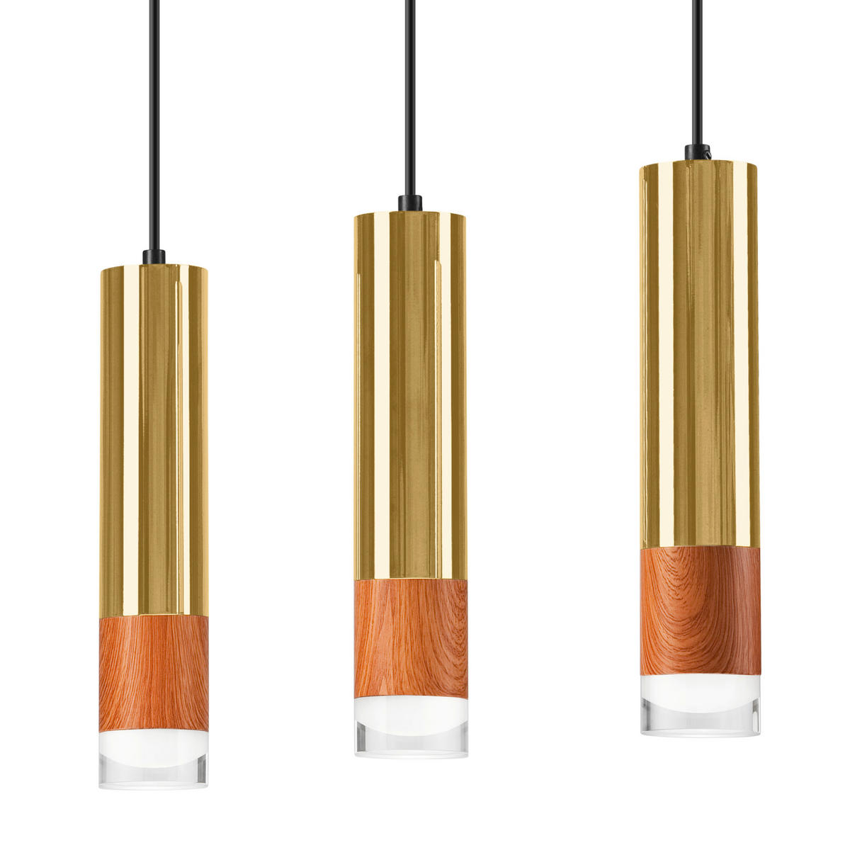 Lamkur Pendelleuchte gold Stahl Glas B/H/L: ca. 8x95x45 cm GU10 3 Brennstellen AURELIA - gold (45,00/8,00/95,00cm) - Lamkur