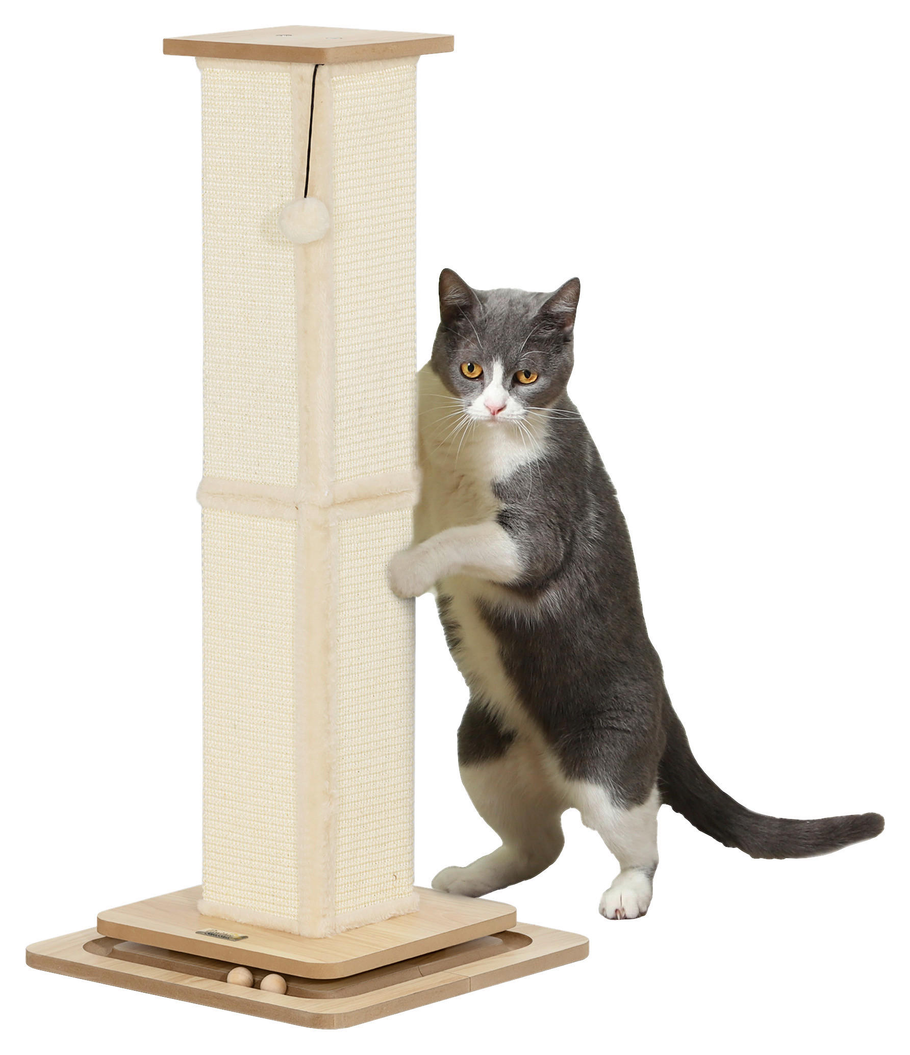PawHut Kratzstamm Eiche Sisal B/H/L: ca. 39,5x87x39,5 cm Kratzstamm - Eiche (39,50/39,50/87,00cm) - PawHut