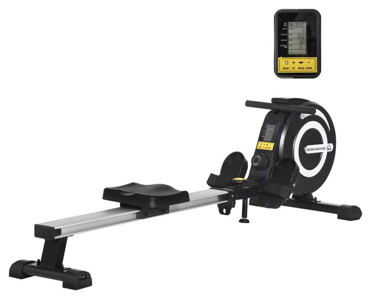 HOMCOM Rudergerät schwarz Stahl B/H/L: ca. 58x57x185 cm Rudergerät - schwarz/silber (185,00/58,00/57,00cm) - HOMCOM