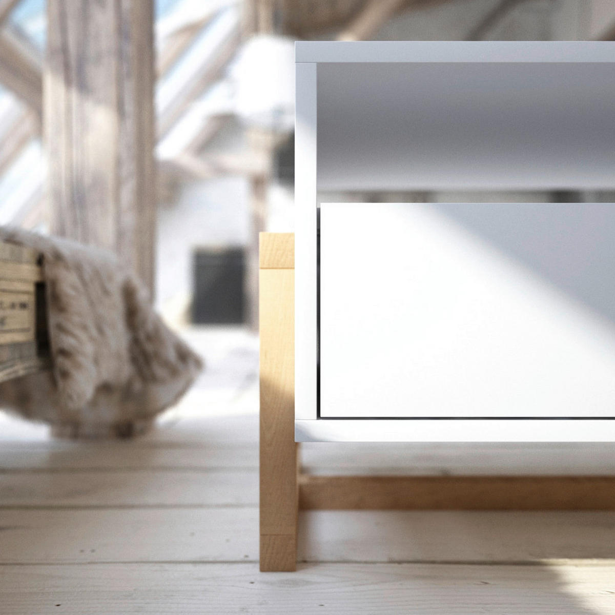 Couchtisch Oslo weiß matt Eiche Nachbildung B/H/T: ca. 119,2x41,3x50 cm Oslo - Eiche/weiß (119,20/41,30/50,00cm) - WIPMEB