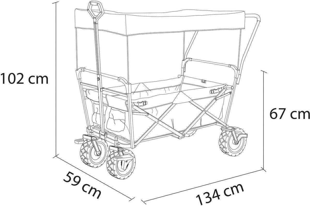 AXI Bollerwagen AB210 grau B/H/L: ca. 59x102x134 cm AB210 - grau (134,00/59,00/102,00cm) - AXI