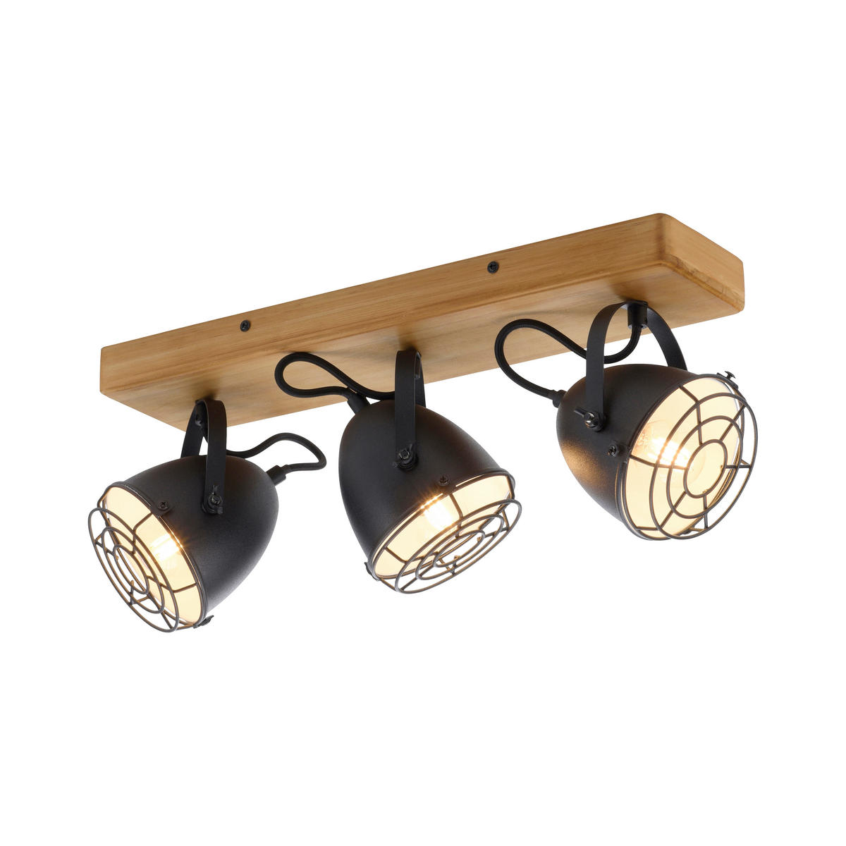 Just Light Spot-Balken BEETLE 15173-18 natur schwarz Holz Metall B/T: ca. 46x17 cm E14 3 Brennstellen BEETLE - natur/schwarz (46,00/17,00cm) - Just Light