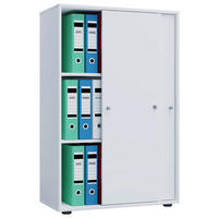 Büroschrank Lona XL mit Schiebetüren weiß B/H/T: ca. 70x110x37 cm Lona XL mit Schiebetüren - weiß (70,00/110,00/37,00cm) - VCM Möbel
