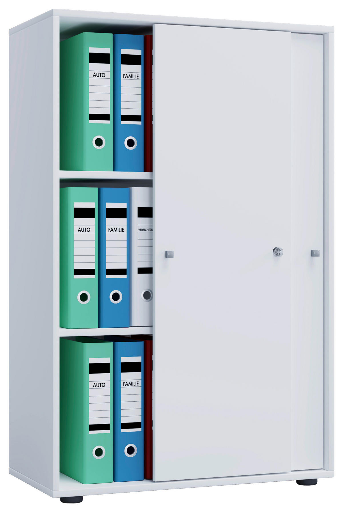 Büroschrank Lona XL mit Schiebetüren weiß B/H/T: ca. 70x110x37 cm Lona XL mit Schiebetüren - weiß (70,00/110,00/37,00cm) - VCM Möbel