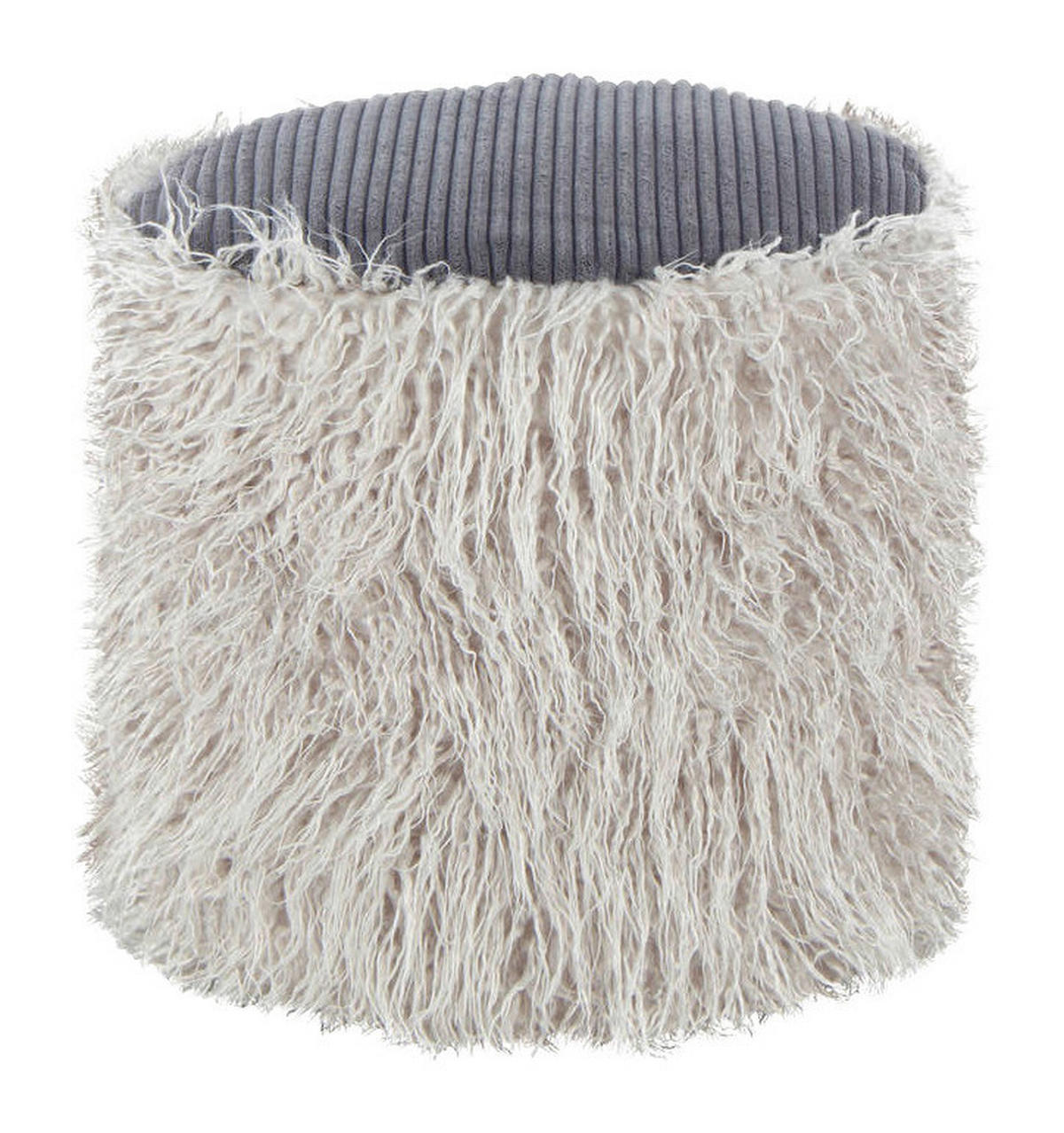 360 Living Hocker Bobtail 100 hellgrau dunkelgrau Kord Kunstfell Styropor H/D: ca. 38x45 cm Bobtail 100 - hellgrau/dunkelgrau (45,00/38,00cm) - 360 Living