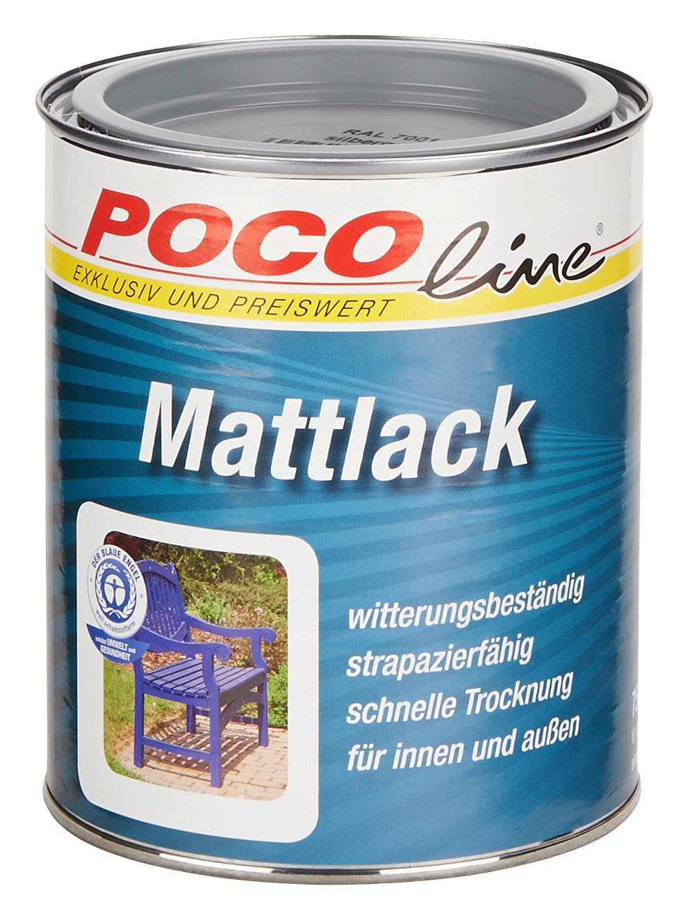 POCOline Acyl Buntlack Silbergrau matt ca. 0,75 l Mattlack_Acryl_2in1 750ml - Silbergrau (750ml) - POCOline