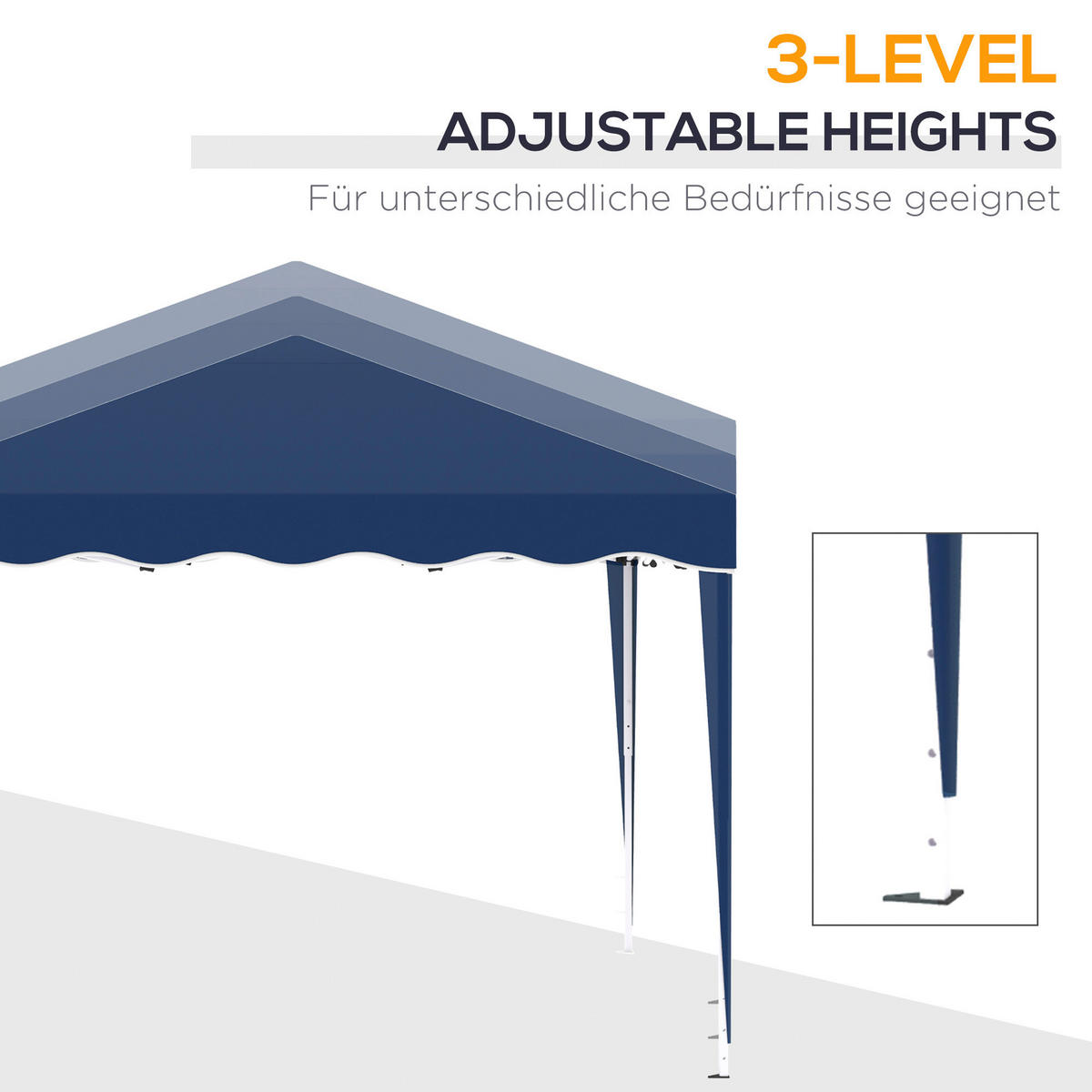 Outsunny Faltpavillon blau Stahl B/H/L: ca. 295x260x295 cm Faltpavillon - blau (295,00/295,00/260,00cm) - Outsunny