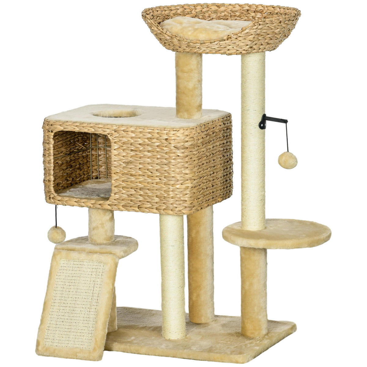 PawHut Kratzbaum beige Sisal B/H/L: ca. 40x98x60 cm Kratzbaum - beige (60,00/40,00/98,00cm) - PawHut