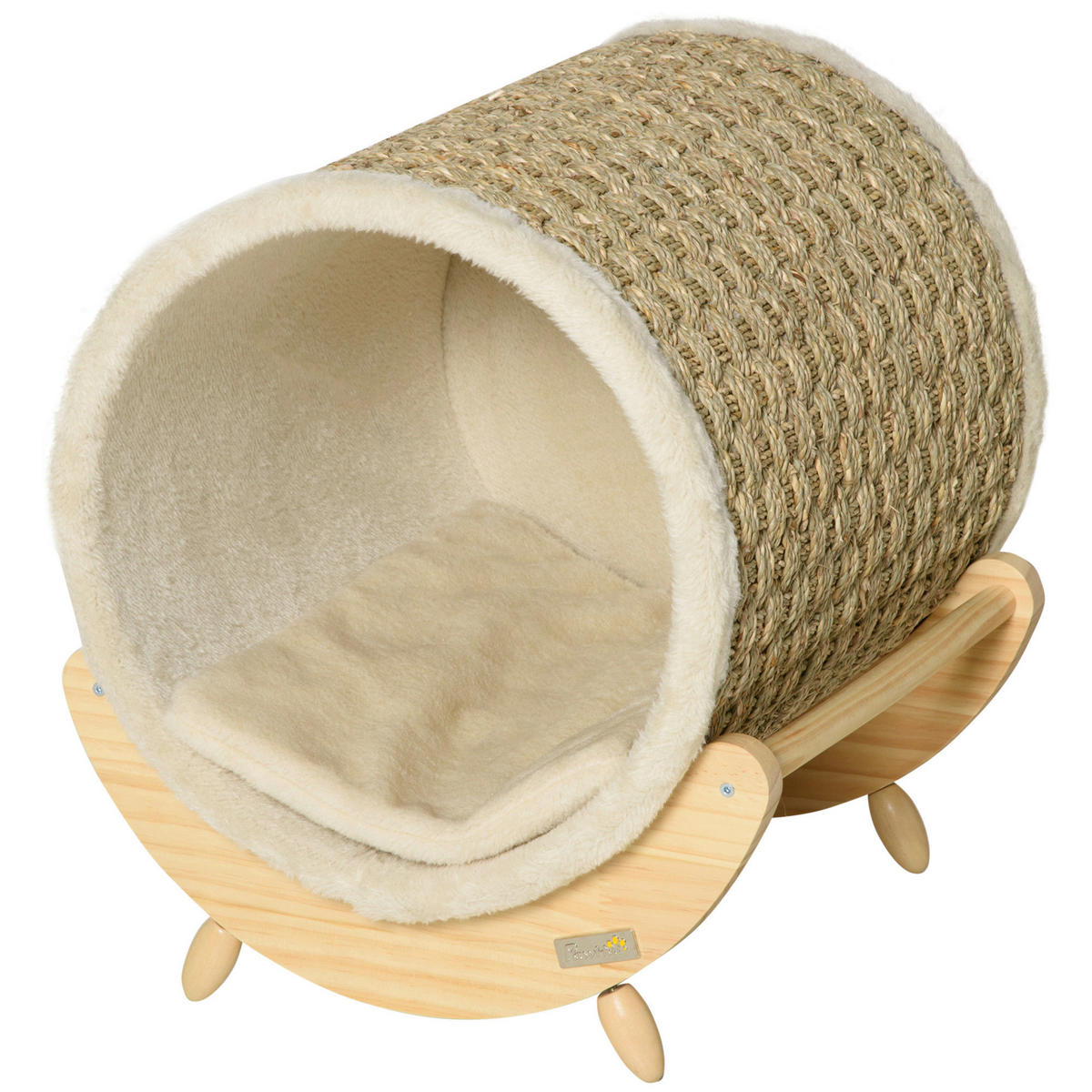 PawHut Katzen-Zubehör beige Kiefer B/H/L: ca. 38x41x43 cm Katzenhaus - beige/natur (43,00/38,00/41,00cm) - PawHut