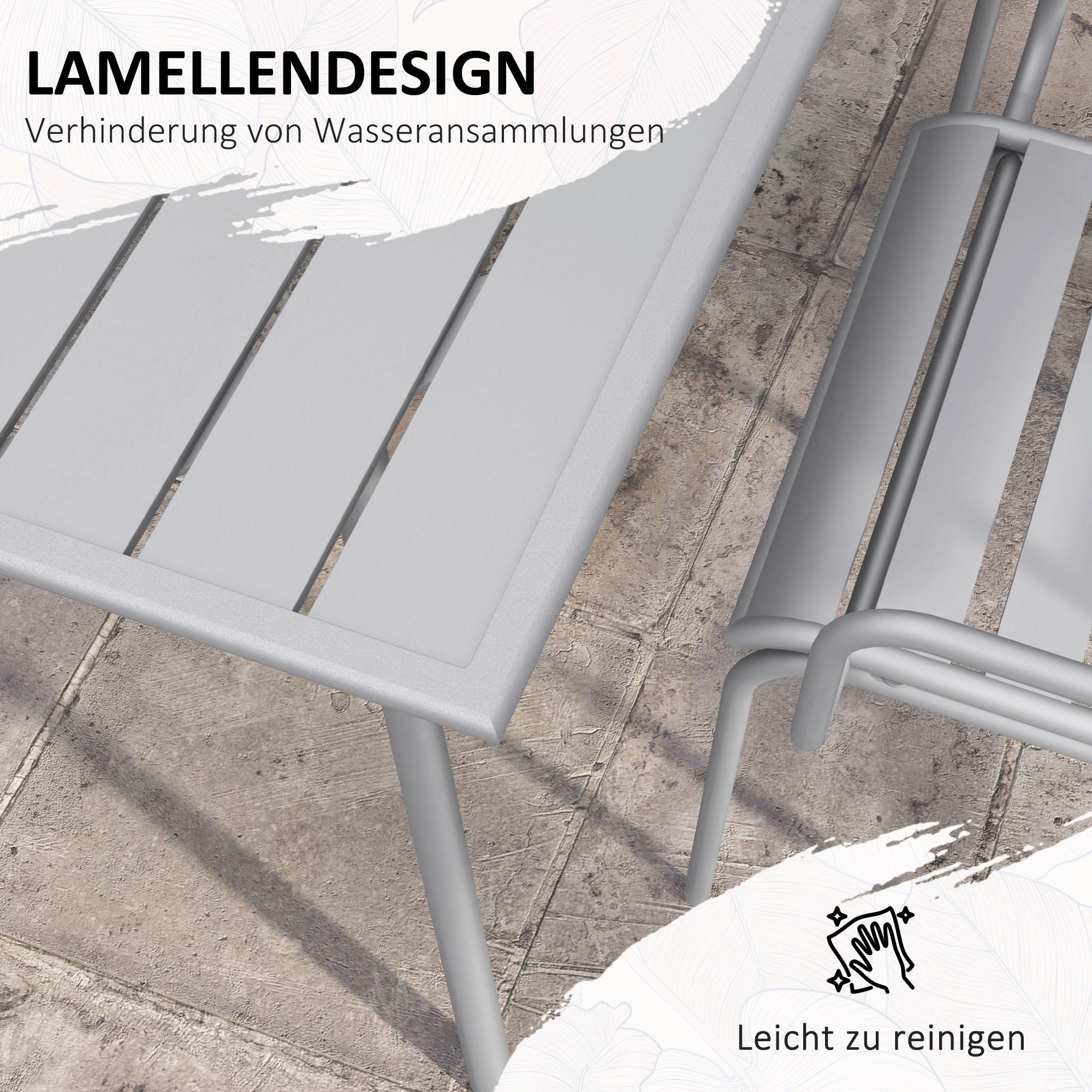 Outsunny Gartensitzgruppe 7tlg. hellgrau Stahl B/H/L: ca. 80x74x80 cm Gartensitzgruppe 7tlg. - hellgrau (80,00/80,00/74,00cm) - Outsunny