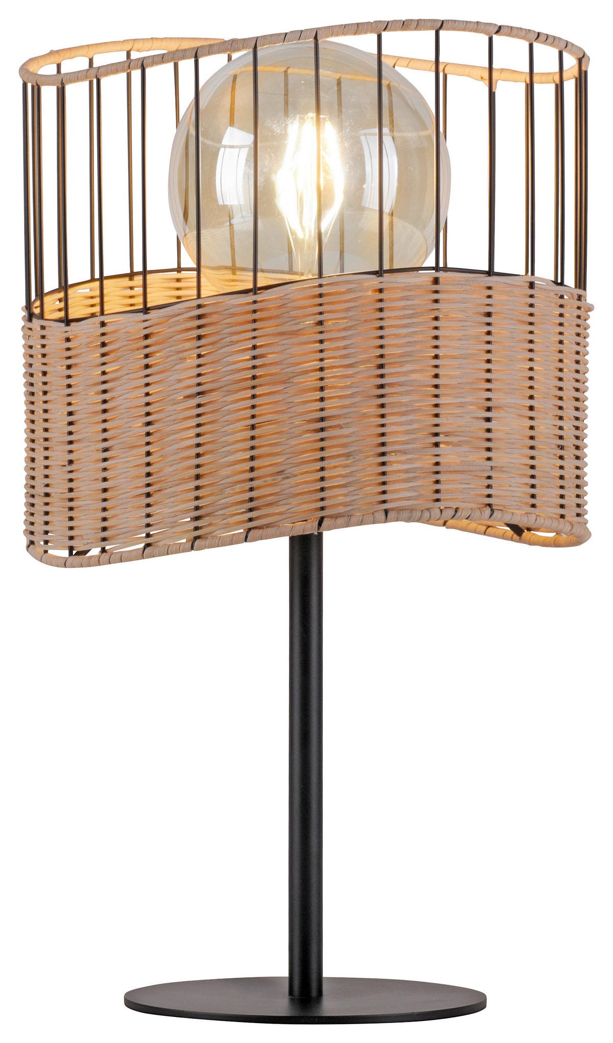 Just Light Tischleuchte REED 11150-79 schwarz natur Metall Holz H/D: ca. 42x25 cm E27 1 Brennstellen REED - natur/schwarz (25,00/42,00cm) - Just Light