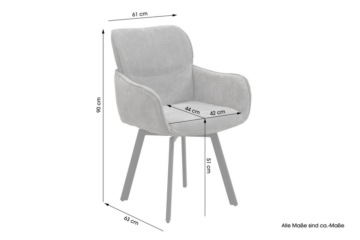 Stuhl RICO schwarz grau Metall Stoff B/H/T: ca. 61x90x63 cm RICO - schwarz/grau (61,00/90,00/63,00cm) - byLIVING