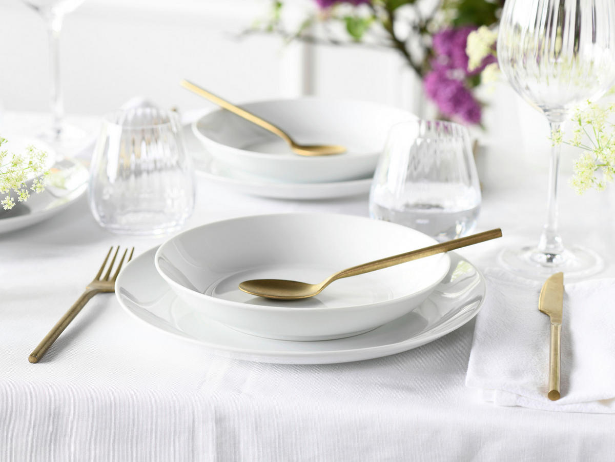 CreaTable Tafelservice Luna weiß Porzellan 12 tlg. Luna - weiß - CreaTable