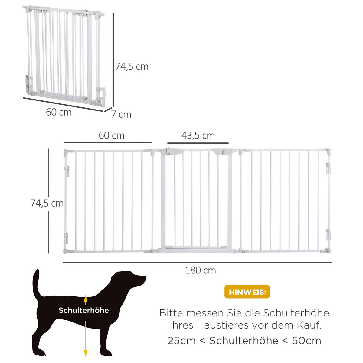 PawHut Absperrgitter Absperrgitter - (180,00/3,00/74,50cm) - PawHut