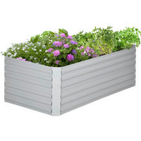 Outsunny Hochbeet hellgrau Stahl B/H/L: ca. 90x59x180 cm Hochbeet - hellgrau (180,00/90,00/59,00cm) - Outsunny