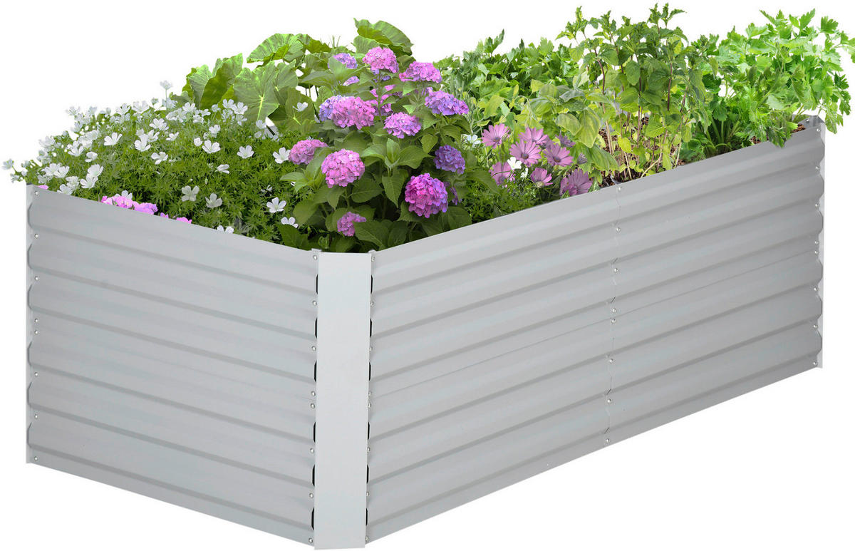 Outsunny Hochbeet hellgrau Stahl B/H/L: ca. 90x59x180 cm Hochbeet - hellgrau (180,00/90,00/59,00cm) - Outsunny