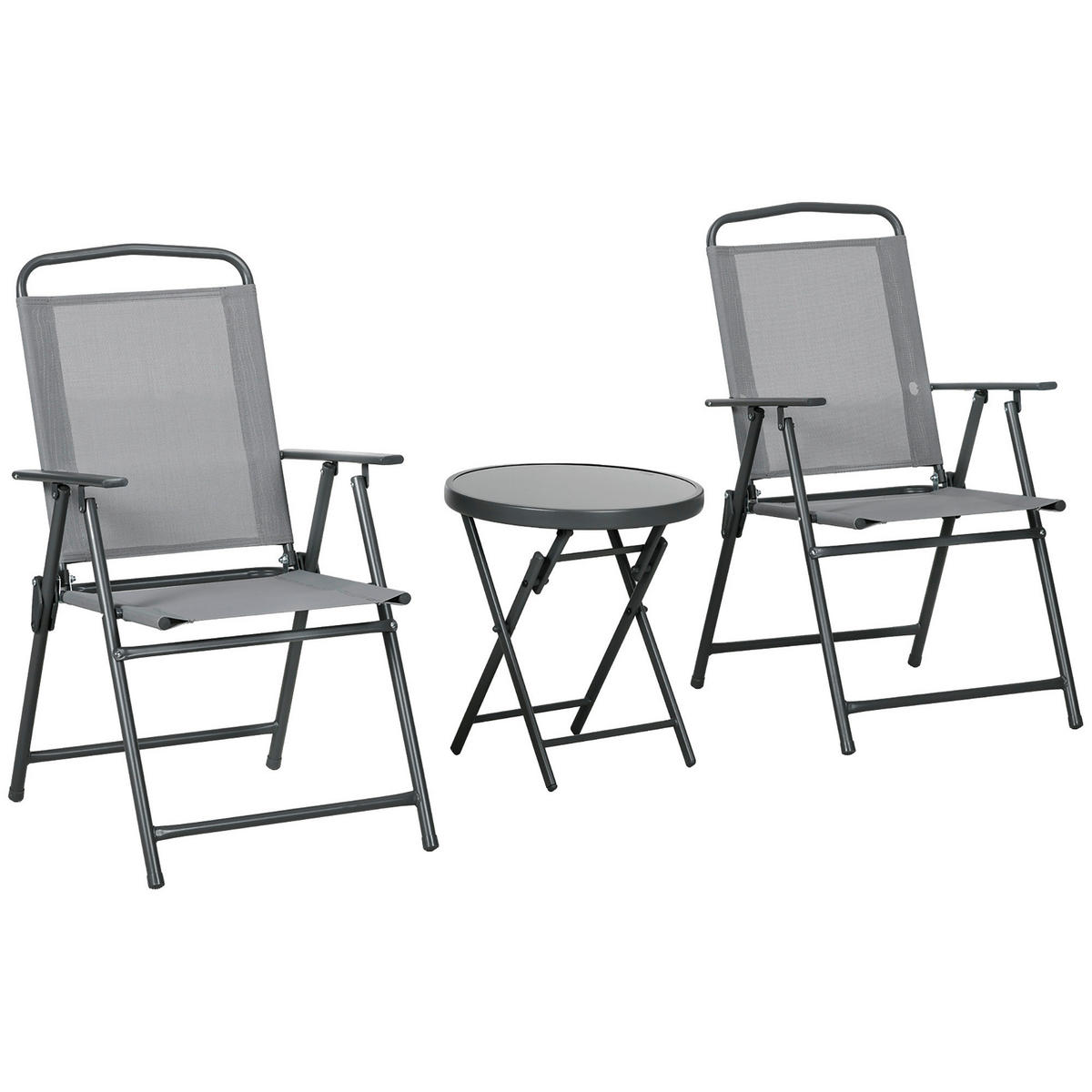 Outsunny Bistro-Set hellgrau Mesh B/H/L: ca. 64x93x53,5 cm Bistro-Set - hellgrau (53,50/64,00/93,00cm) - Outsunny